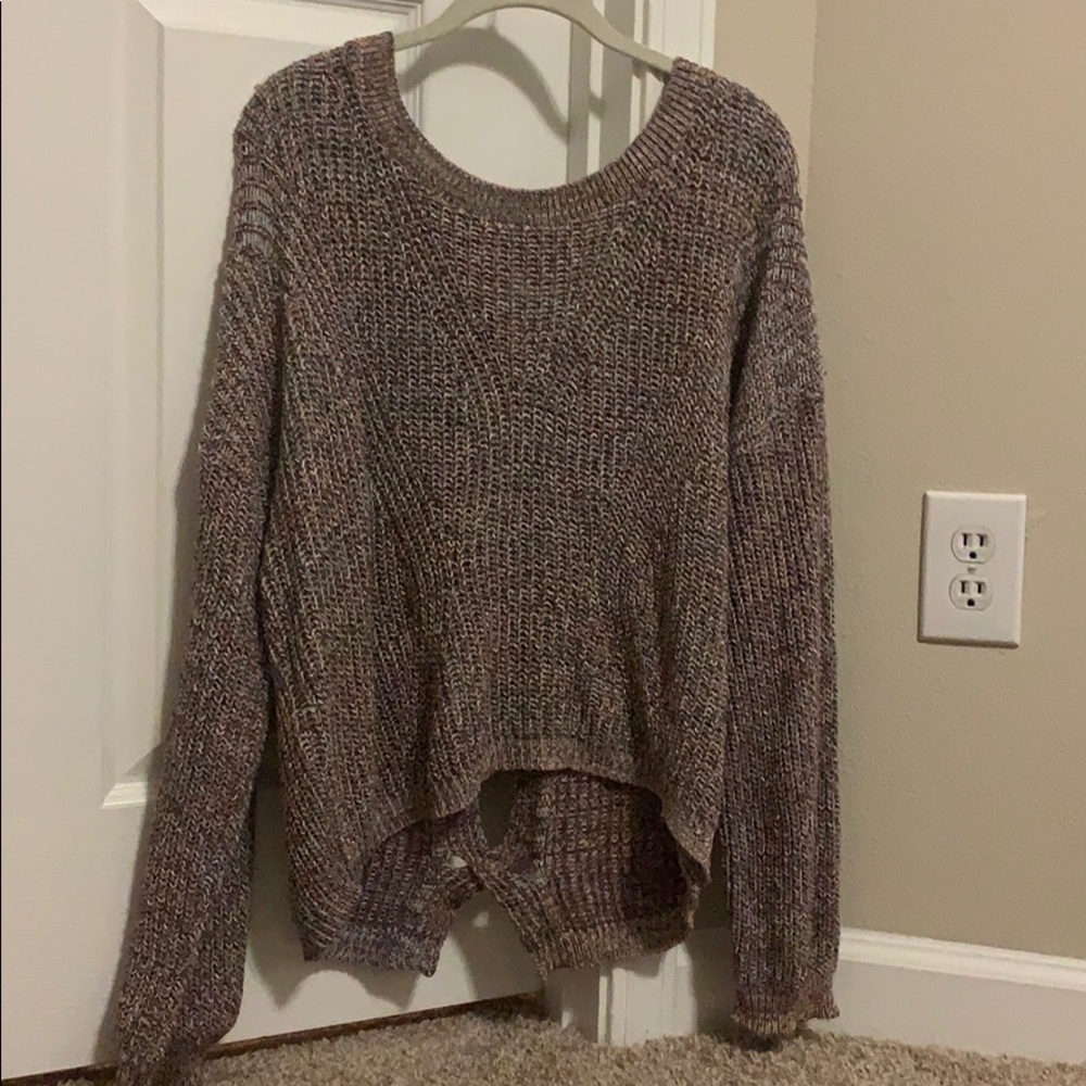 Express cable knit open back sweater